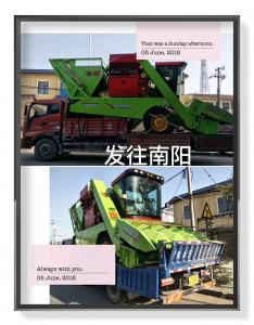 南陽客戶訂購的(de)穗莖兼收玉米收穫(huo)機髮貨中